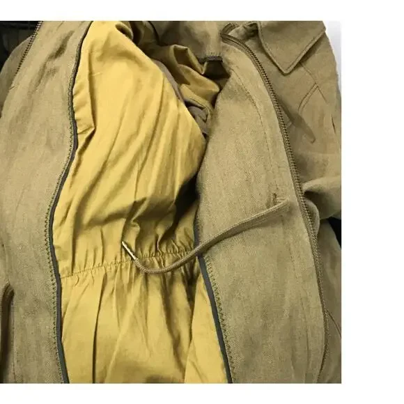 J CREW Safari Full Zip Olive Army Moss Green Jacket Utility Lined Pockets S M - Picture 5 of 6